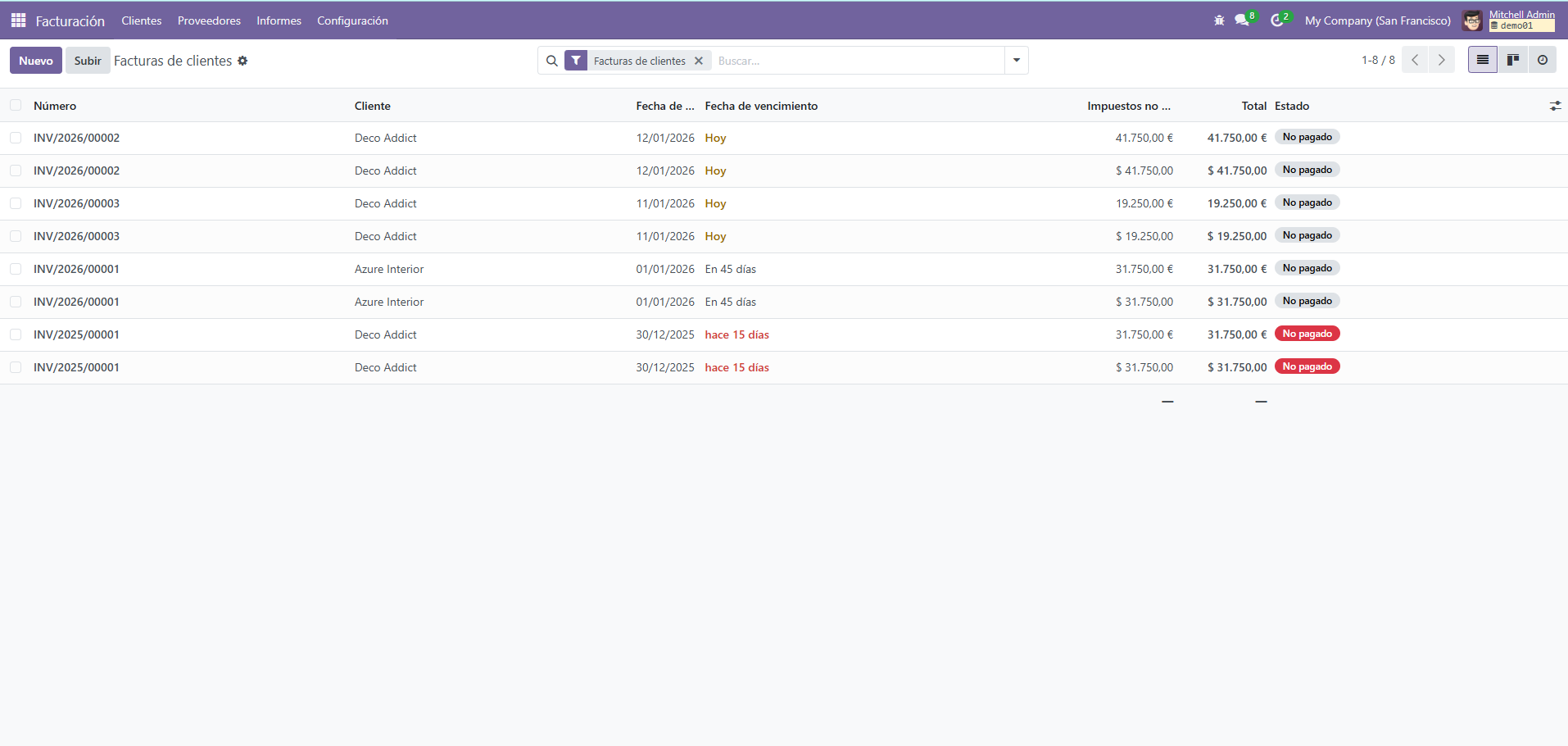 Módulo de facturación de Odoo